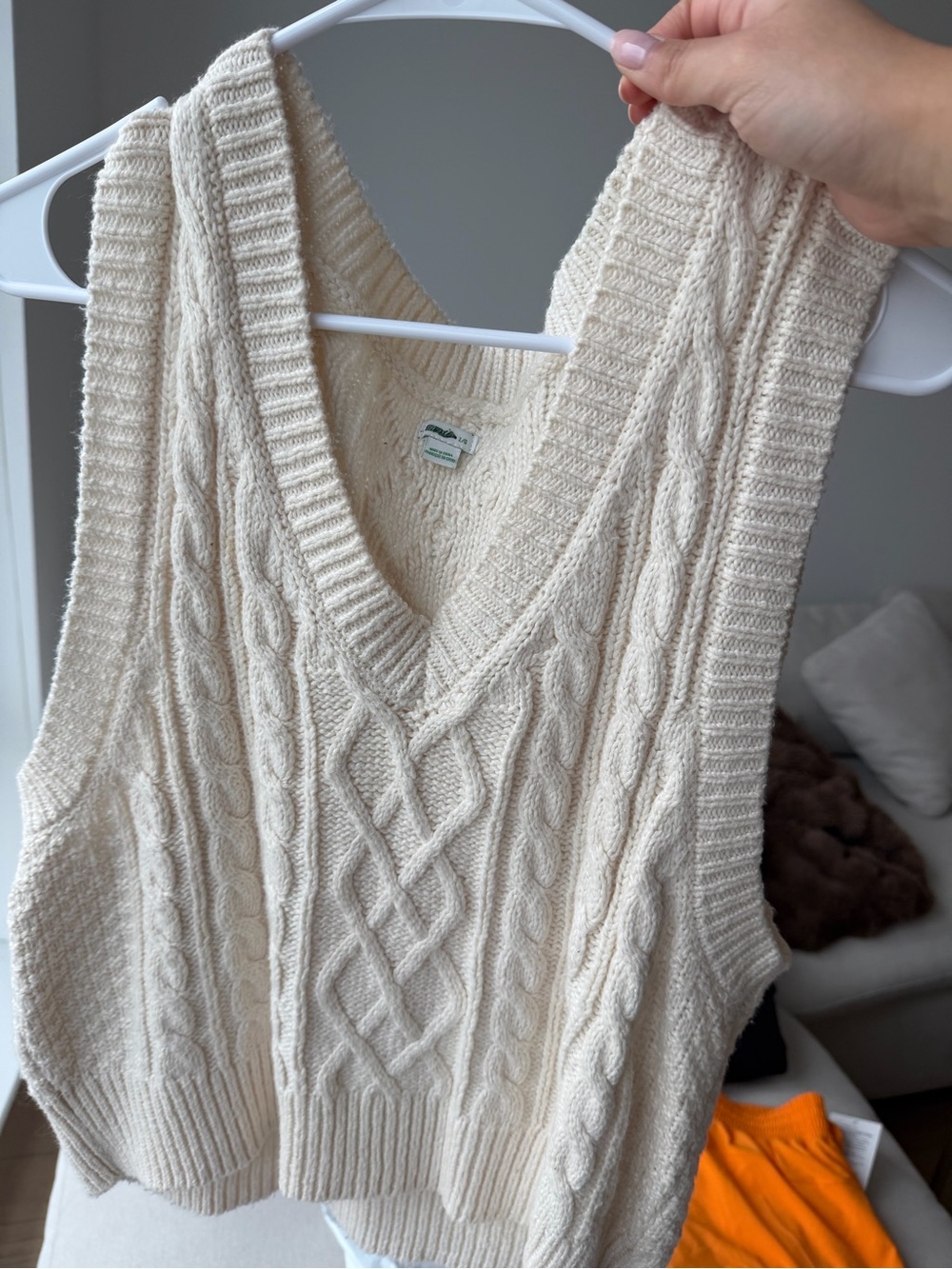 Aerie Cream Cable Knit Sweater Vest